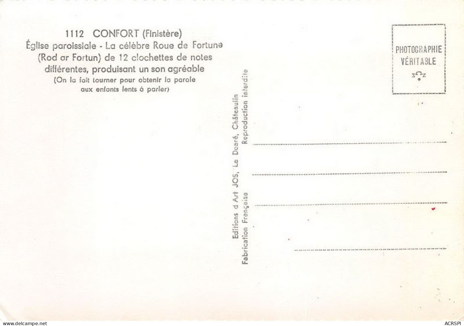 CONFORT Eglise Paroissiale La Celebre Roue De Fortuna De 12 Clochettes De Notes 15(scan Recto-verso) MA1784 - Confort-Meilars