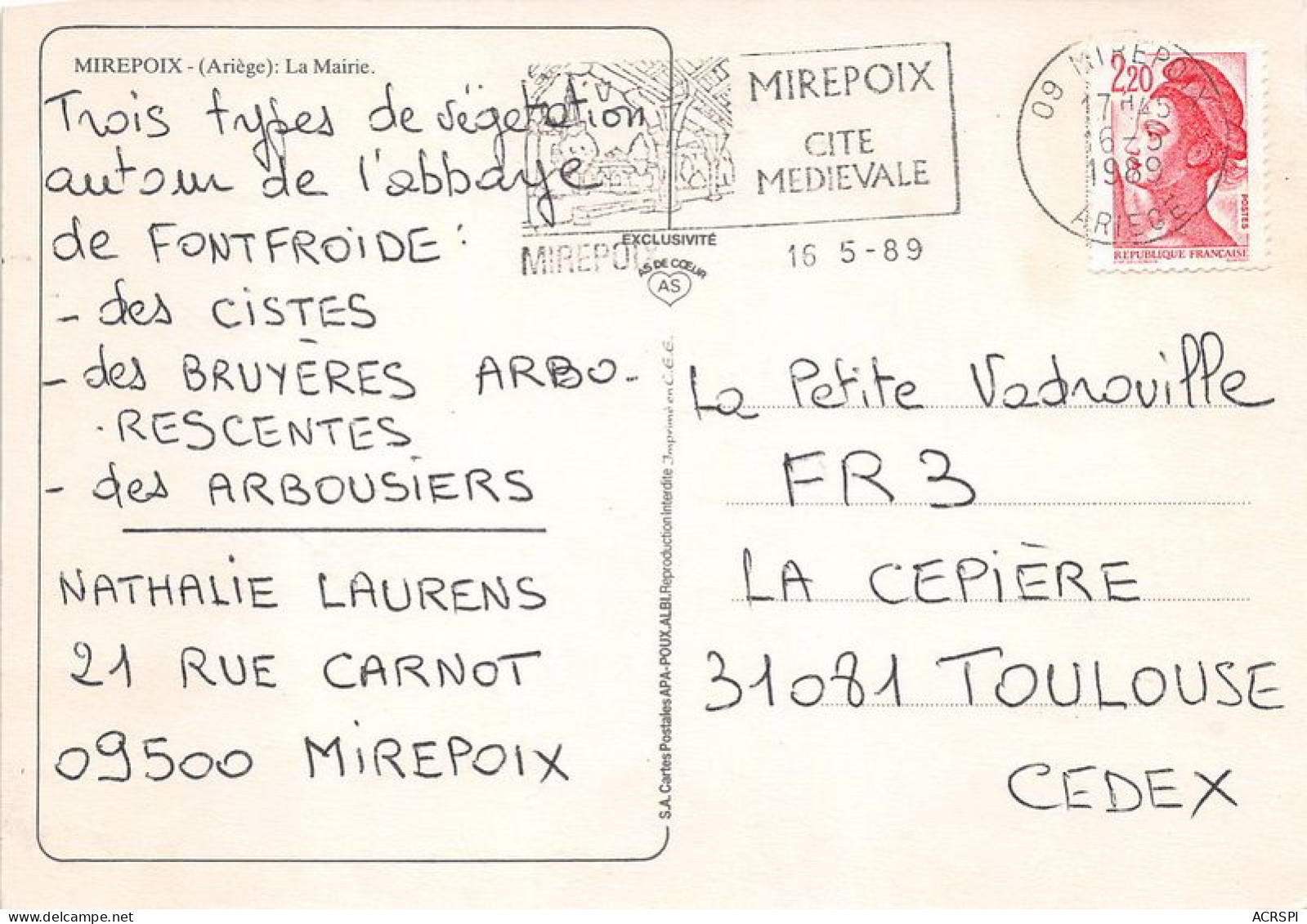 MIREPOIX La Mairie 22(scan Recto-verso) MA1783 - Mirepoix