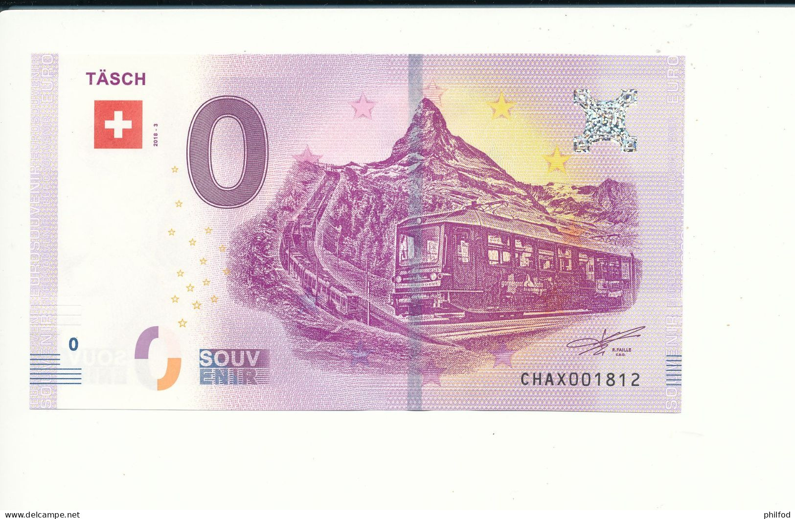 Billet Touristique 0 Euro - TÄSCH - CHAX -  2018-3 - N° 1812 - Billet épuisé - Altri & Non Classificati