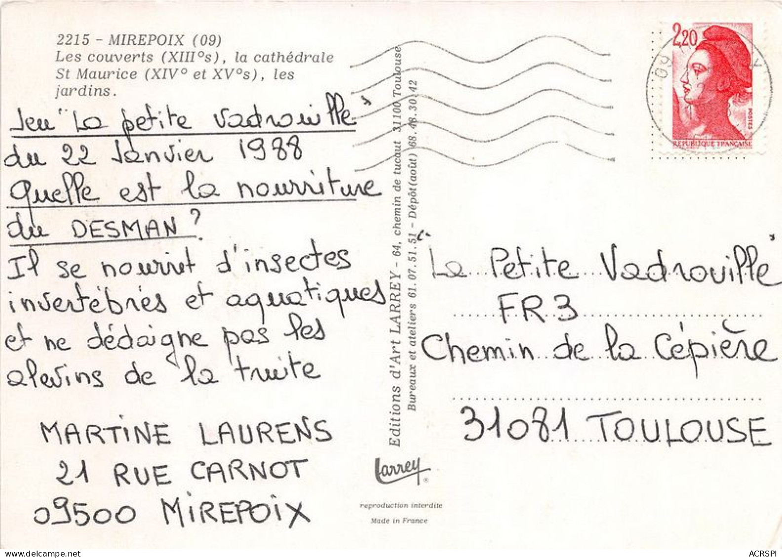 MIREPOIX Les Couverts La Cathedrale St Maurice Les Jardins 26(scan Recto-verso) MA1783 - Mirepoix