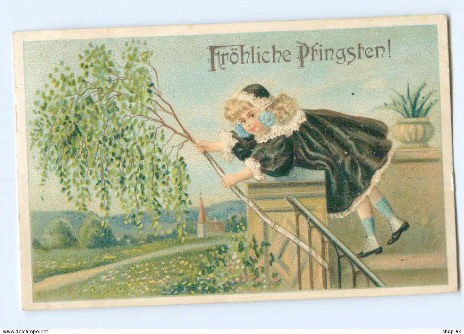 Y8628/ Fröhliche Pfingsten Mädchen 1907 Litho Prägedruck AK - Pentecôte