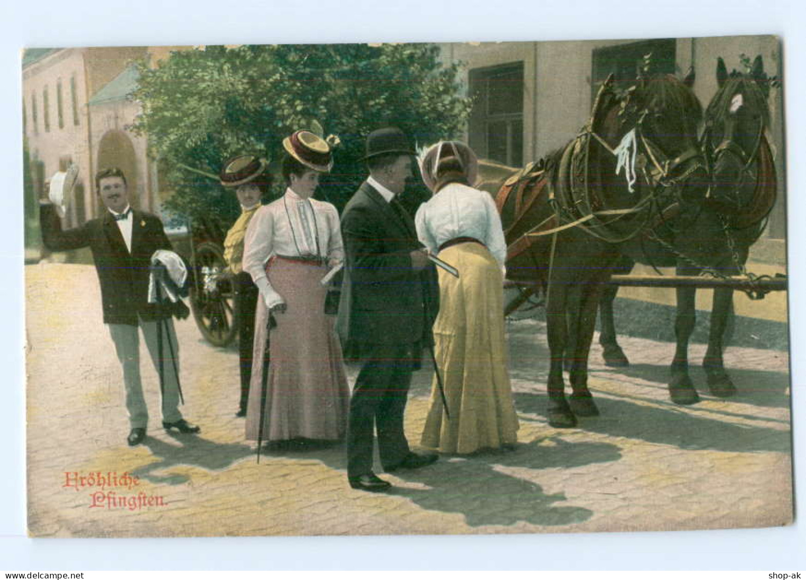 Y8546/ Fröhliche Pfingsten Pferdekutsche 1908 AK - Pentecôte
