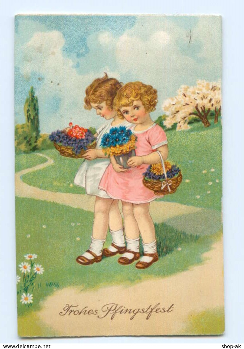 Y8519/ Frohes Pfingstfest Kinder Mit Blumen 1935 Litho AK - Pinksteren