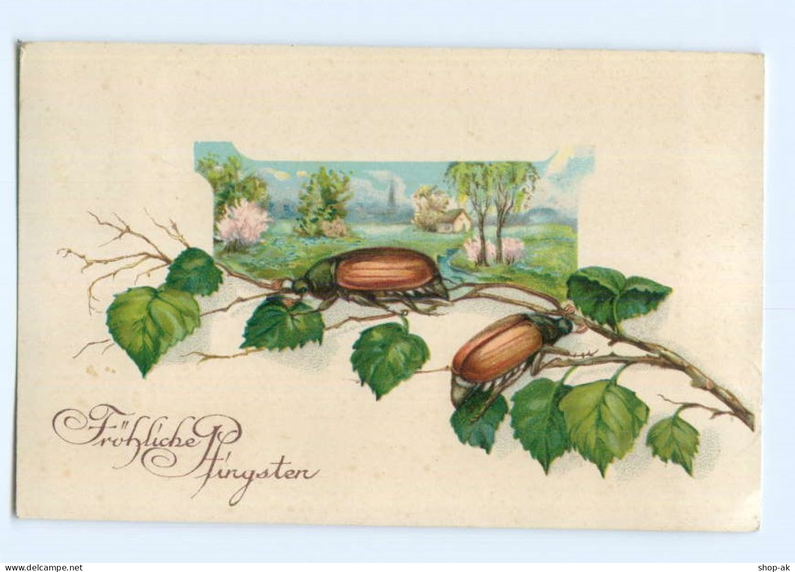 Y8518/ Fröhliche Pfingsten Maikäfer Litho AK - Pinksteren