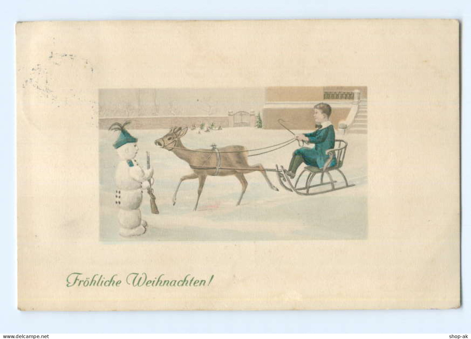 Y8456/ Weihnachten Schneemann Als Soldat,  Reh  AK 1912 - Other & Unclassified