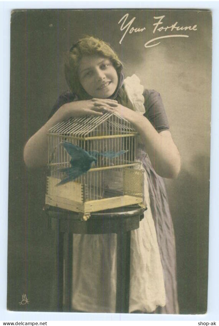 Y8399/ Junge Frau Mit Vogelkäfig  Tuck`s Postkarte  Ca.1912 AK  - Oiseaux