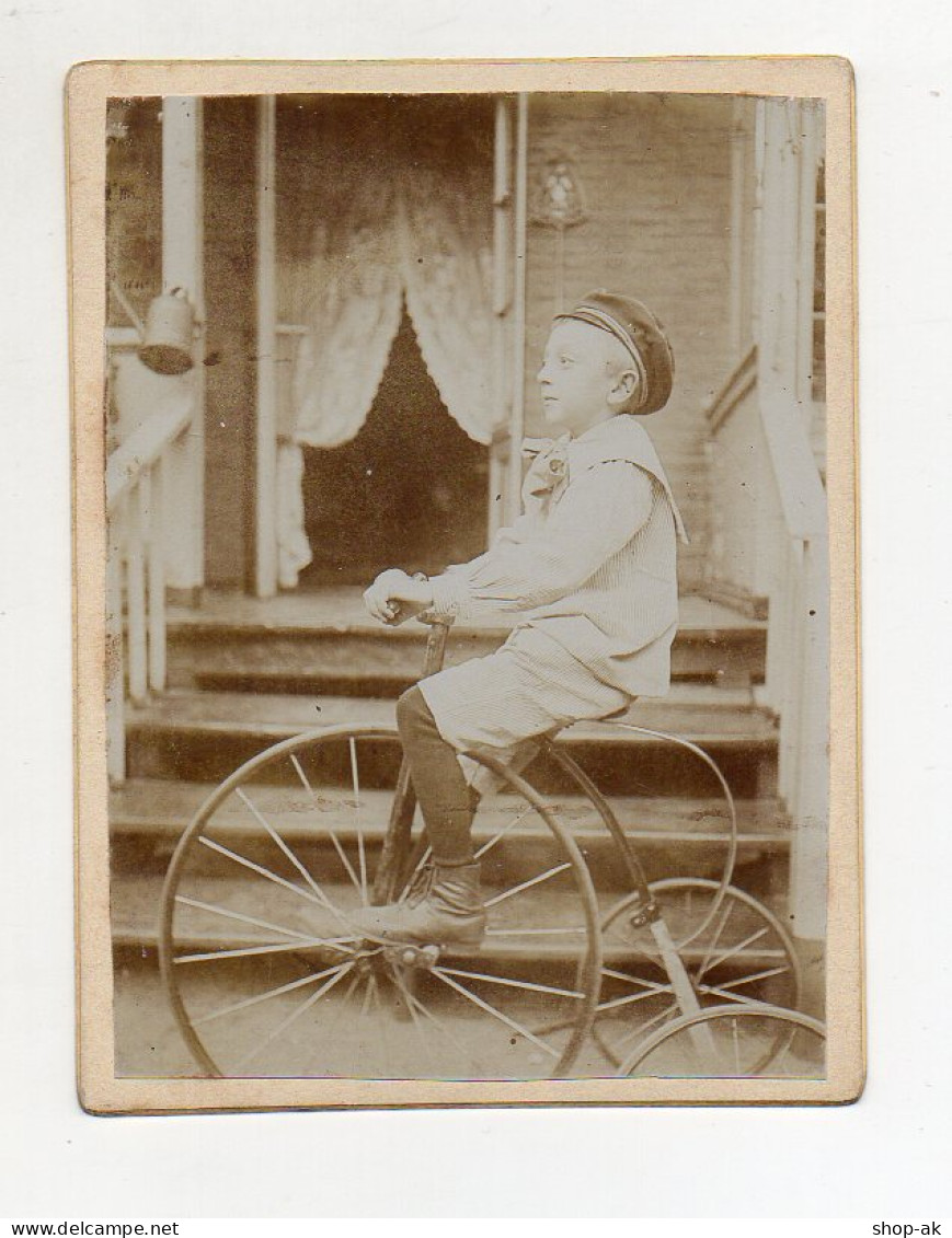 Y8171/ Kabinettfoto Junge Mit Dreirad Ca.1905  Spielzeug  - Jeux Et Jouets