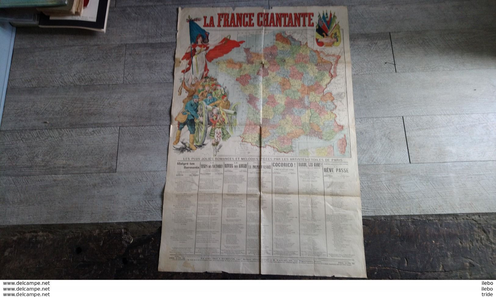 Affiche Chansons La France Chantante Chanson Patriotique Créé Par Les Artistes étoiles De Paris Guerre Ww1 Rare - Partituren