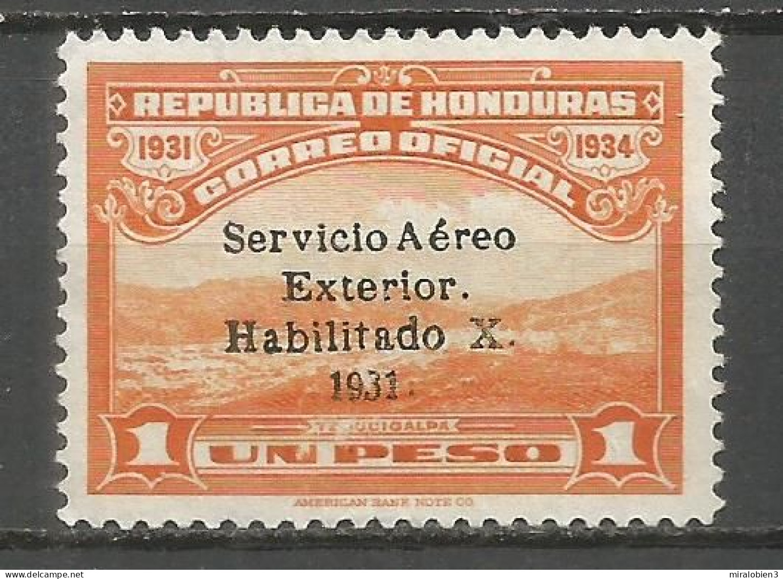 HONDURAS CORREO AEREO YVERT NUM. 55 NUEVO SIN GOMA - Honduras