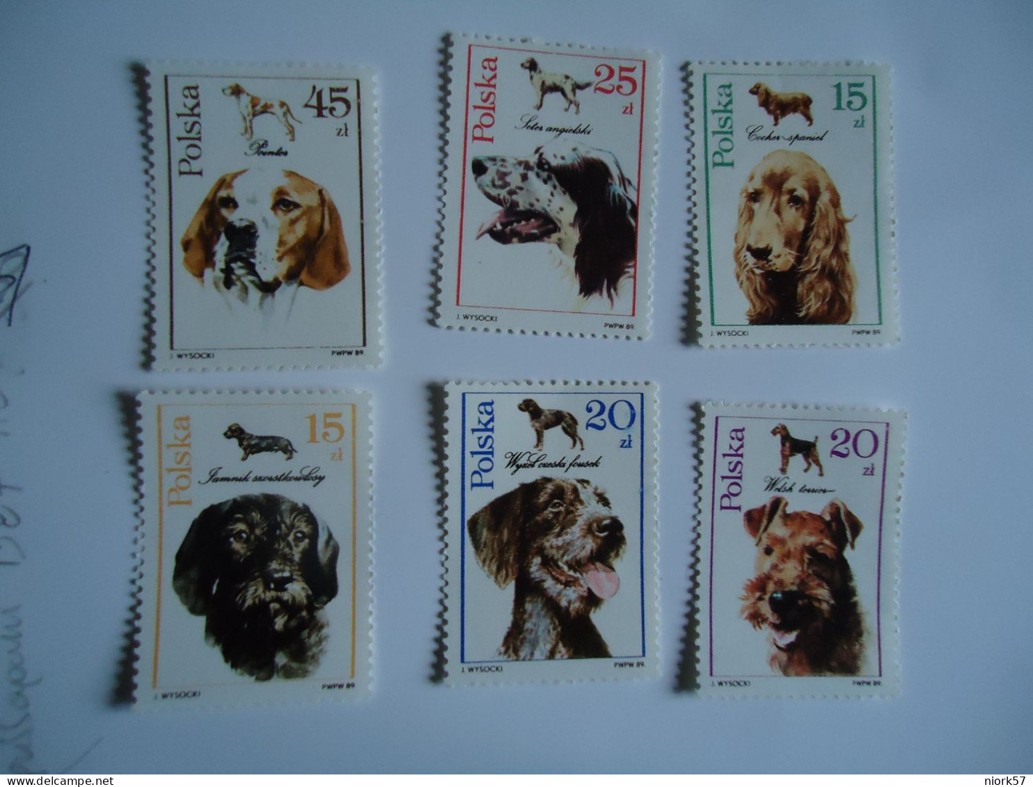 POLSKA  POLAND MNH  STAMPS 6 ANIMALS   DOGS DOG 1989 - Chiens