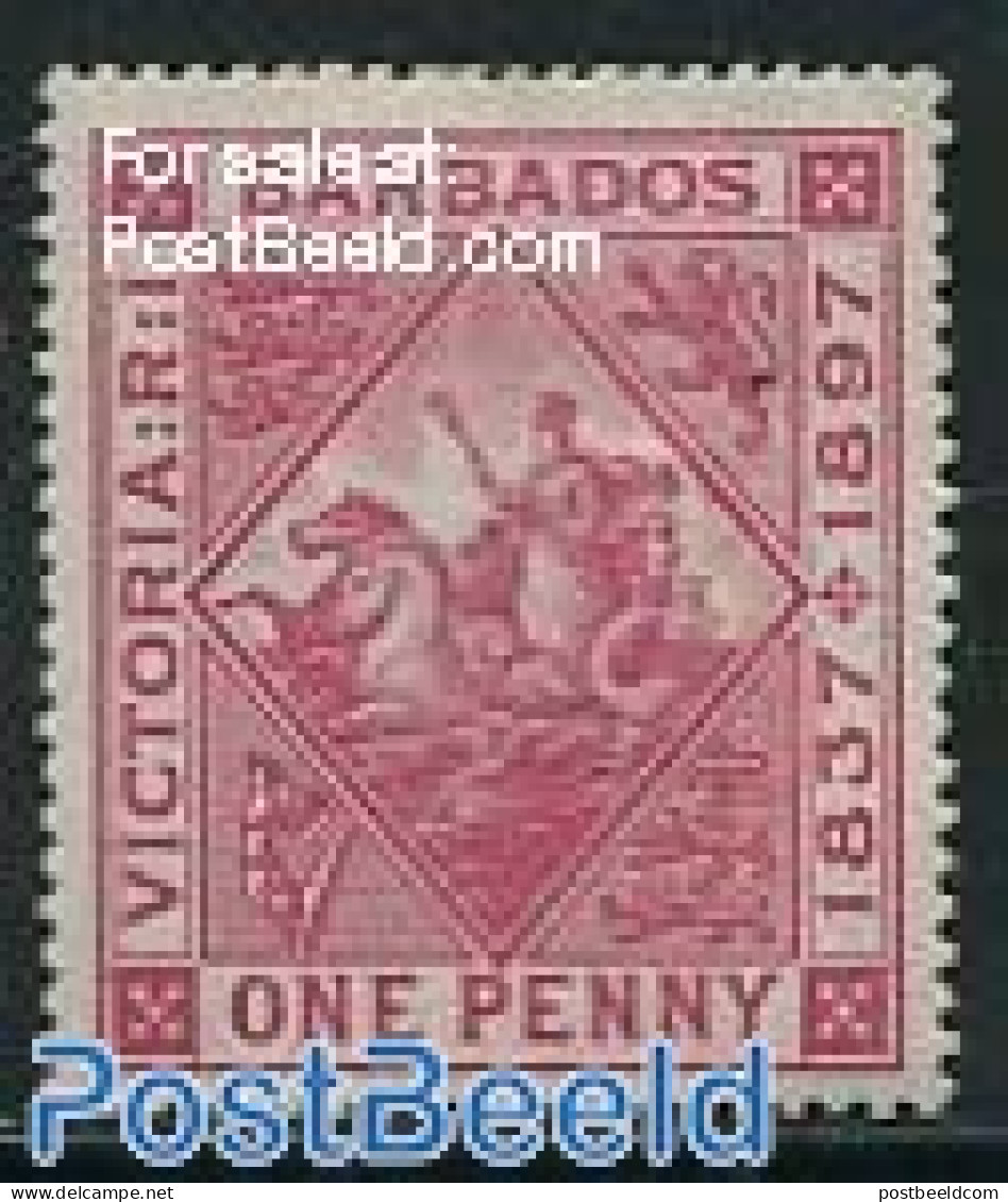 Barbados 1897 1p, Stamp Out Of Set, Unused (hinged), Nature - Horses - Barbados (1966-...)