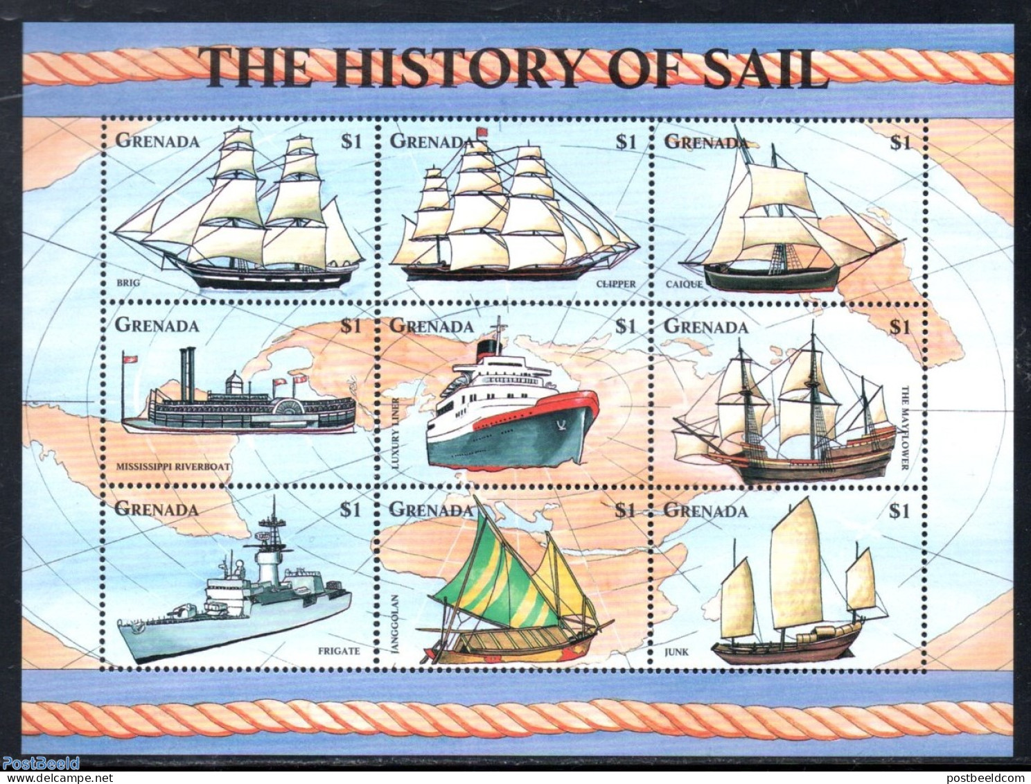 Grenada 1998 Ships 9v M/s, Mint NH, Transport - Ships And Boats - Schiffe