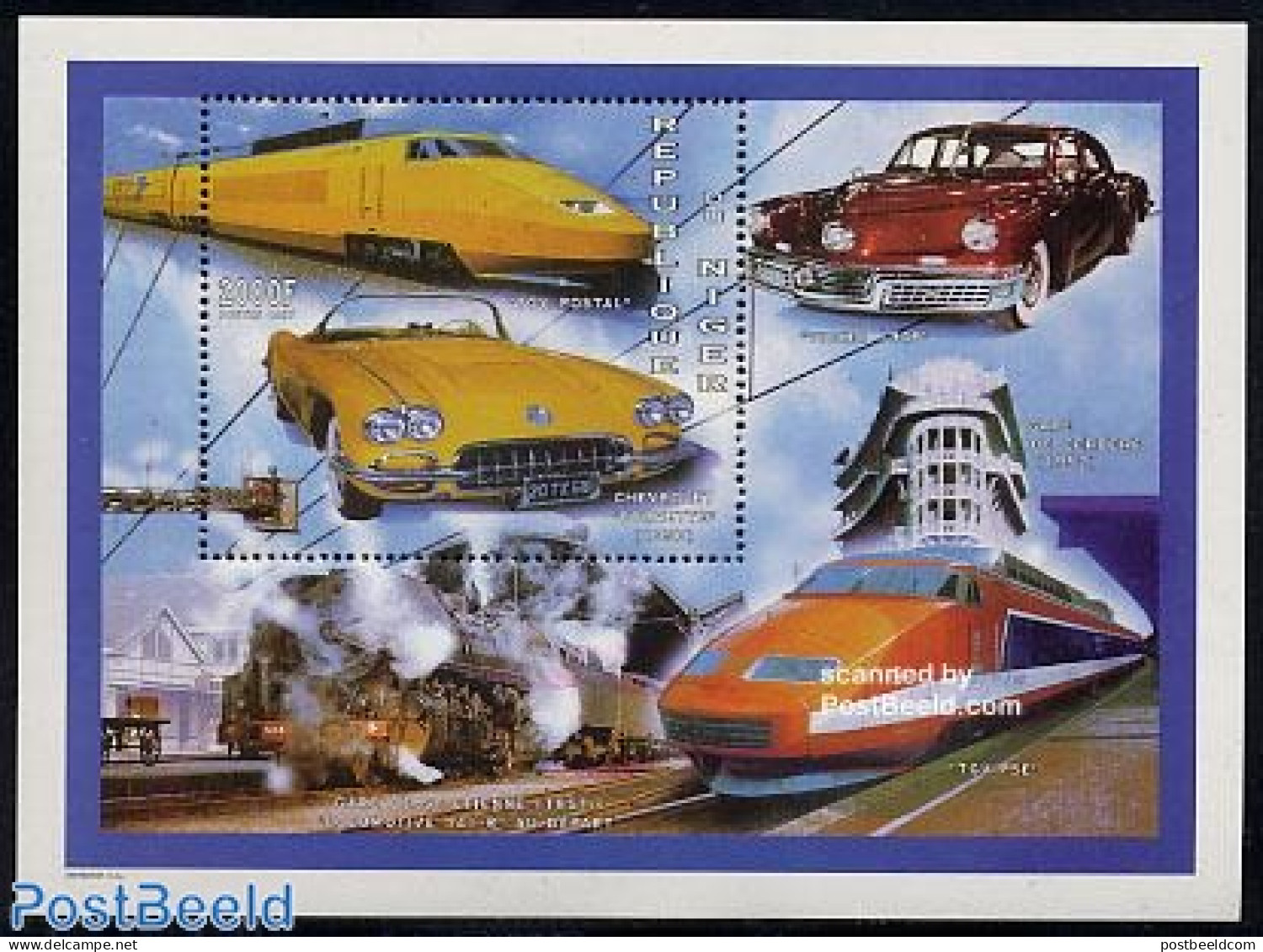 Niger 1997 TGV/Corevette S/s, Mint NH, Transport - Automobiles - Railways - Cars