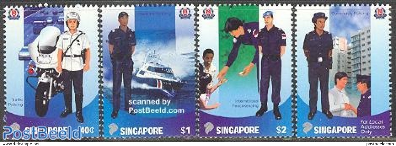 Singapore 2003 Police 4v, Mint NH, Transport - Various - Motorcycles - Ships And Boats - Police - Moto