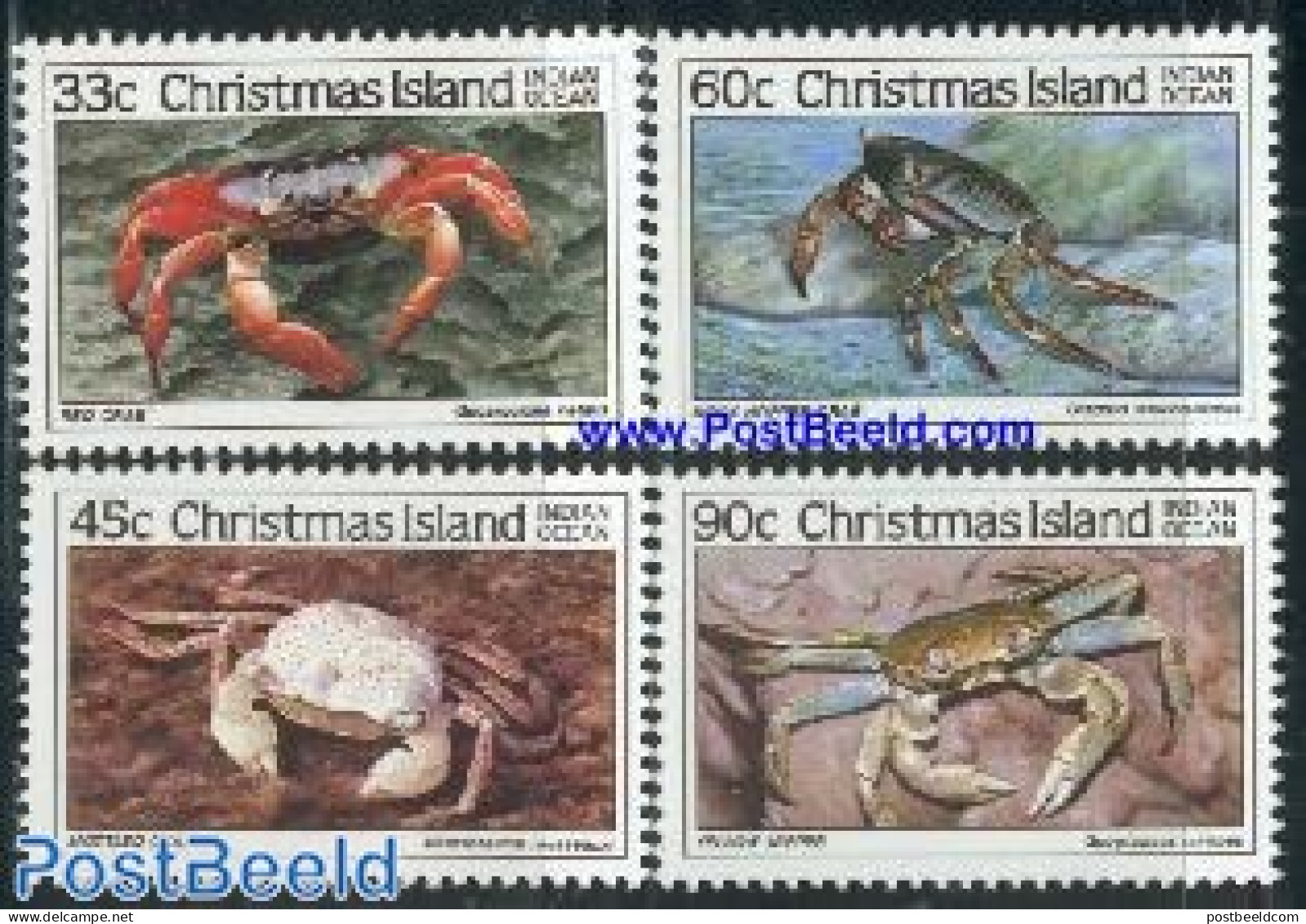Christmas Islands 1985 Crabs 4v, Mint NH, Nature - Shells & Crustaceans - Crabs And Lobsters - Meereswelt