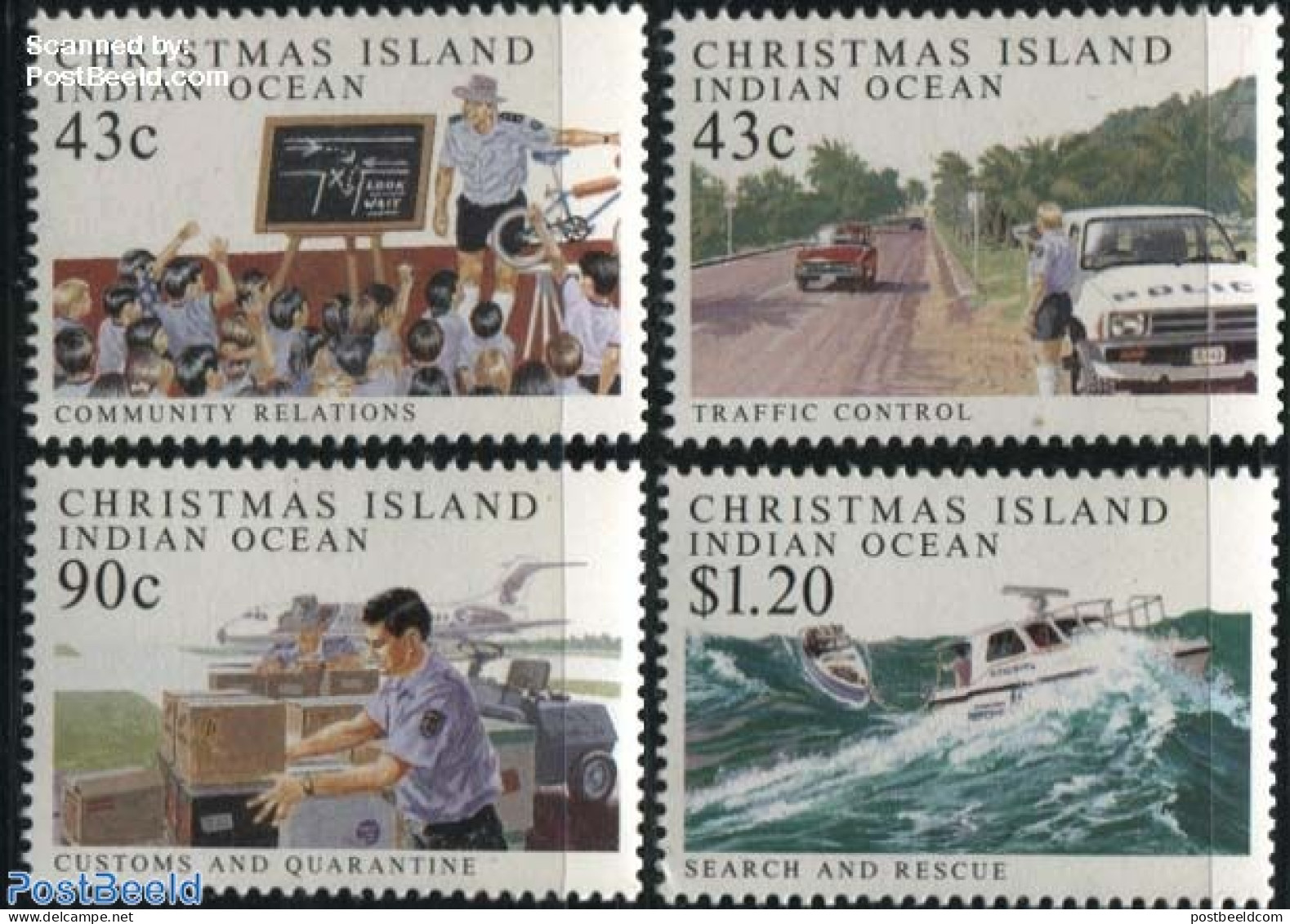 Christmas Islands 1991 Police 4v, Mint NH, Science - Sport - Transport - Various - Education - Cycling - Automobiles -.. - Cyclisme