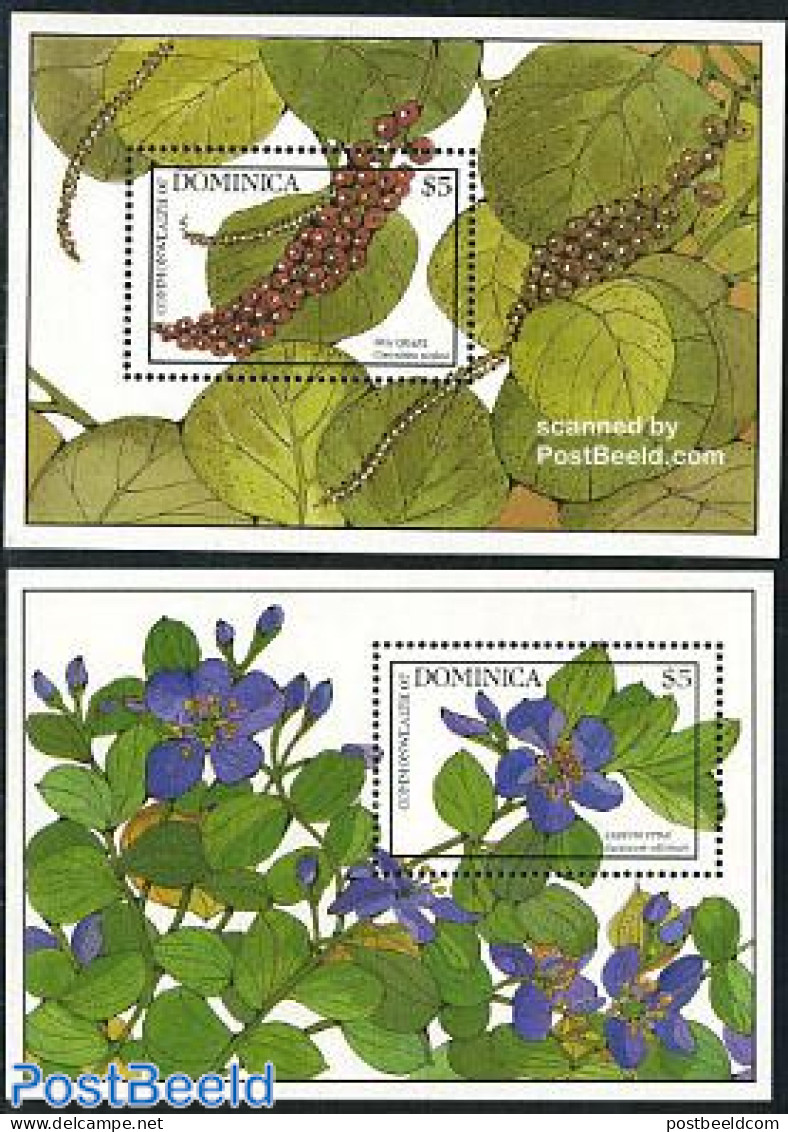 Dominica 1988 Flowers 2 S/s, Mint NH, Nature - Flowers & Plants - República Dominicana