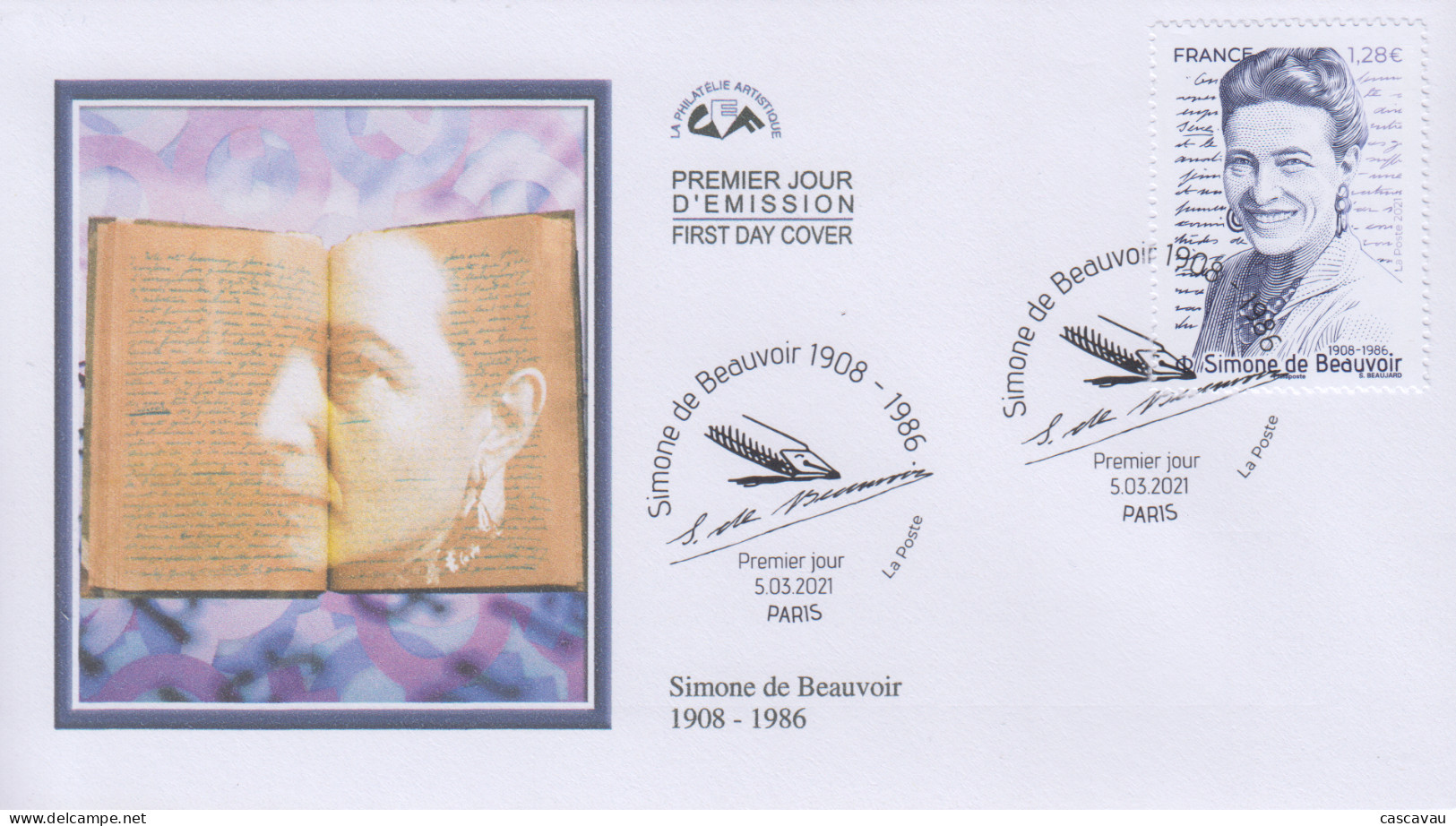 Enveloppe    FDC  1er   Jour    FRANCE    Simone  DE  BEAUVOIR    2021 - 2020-…