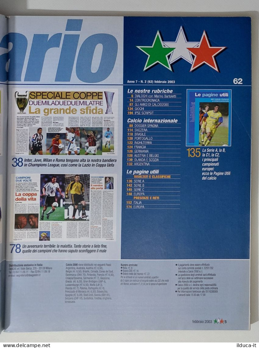 54060 Calcio 2000 - A. 7 N. 62 2003 - Storia Serie A / Mancini Lazio / Spagna - Sports