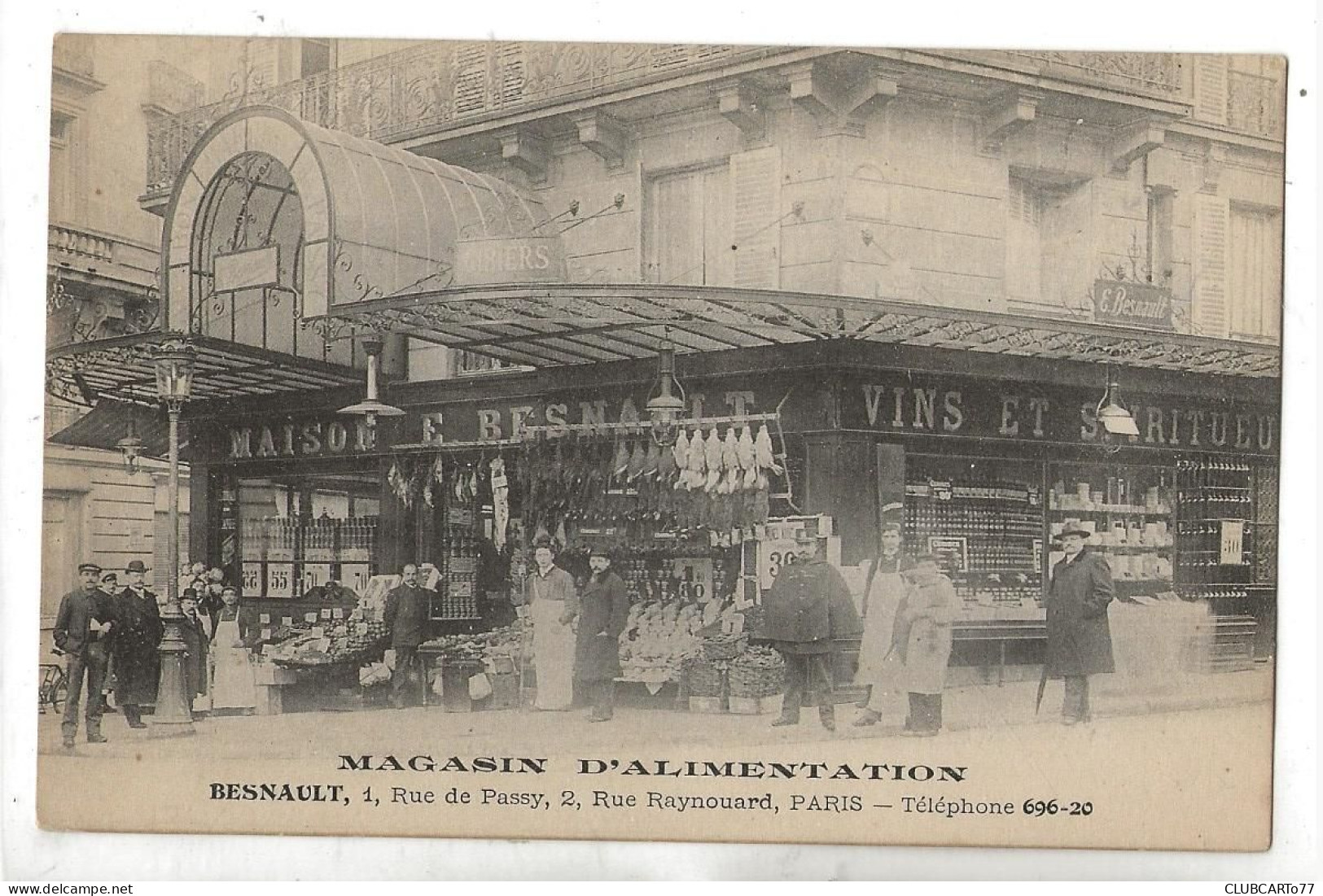 Paris 16 ème Arr (75) : Le Magasin D'alimentation Besnault Rue Raynouard En 1910 (animé) PF. - Paris (16)