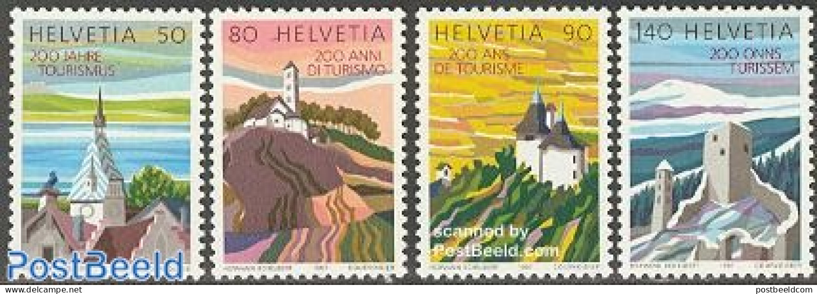 Switzerland 1987 200 Years Tourism 4v, Mint NH, Religion - Various - Churches, Temples, Mosques, Synagogues - Tourism .. - Nuevos