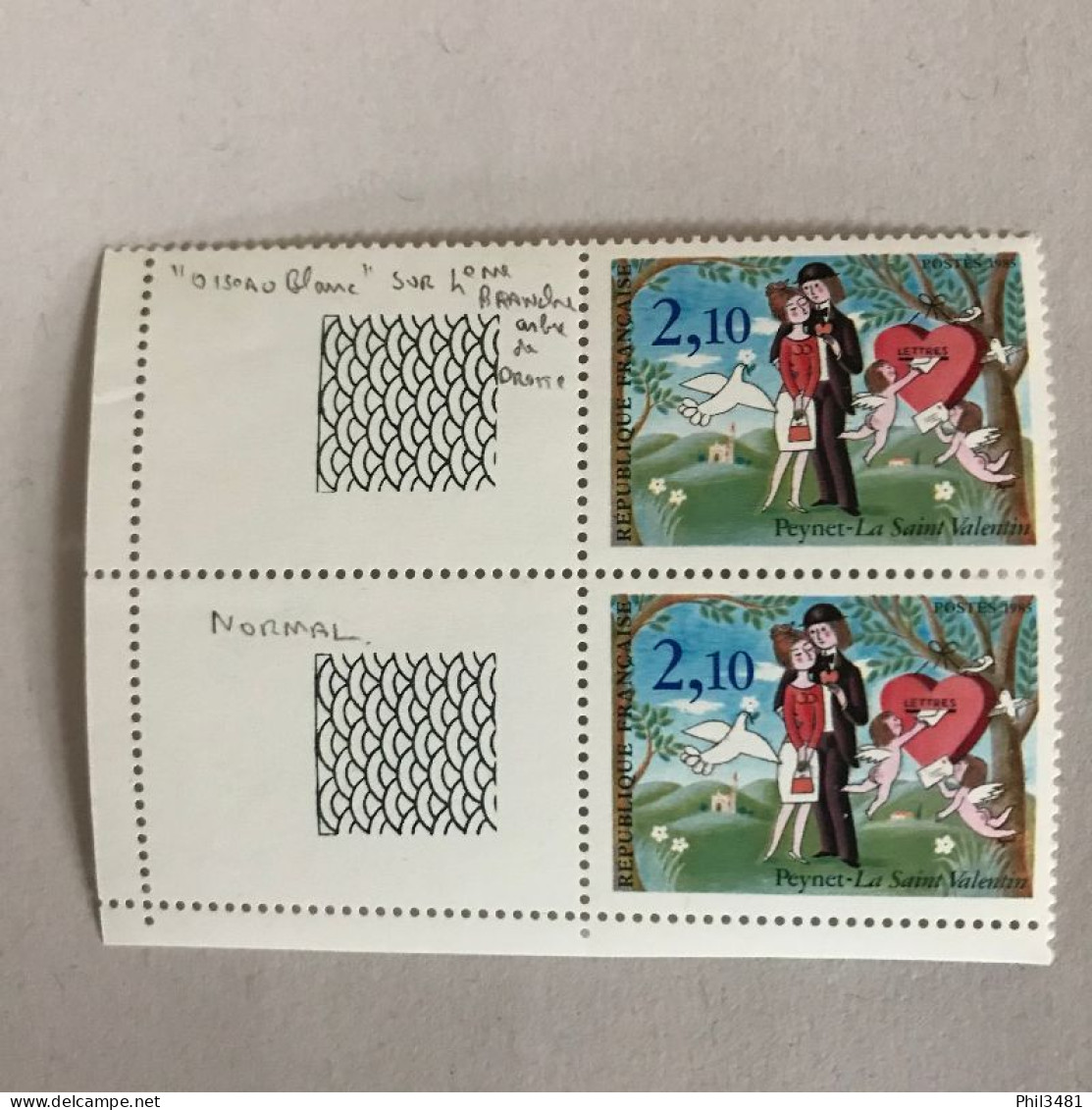 N°2354c Variété "oiseau Dans La Branche" Tenant à Normal Neufs Sans Charnières. - Unused Stamps