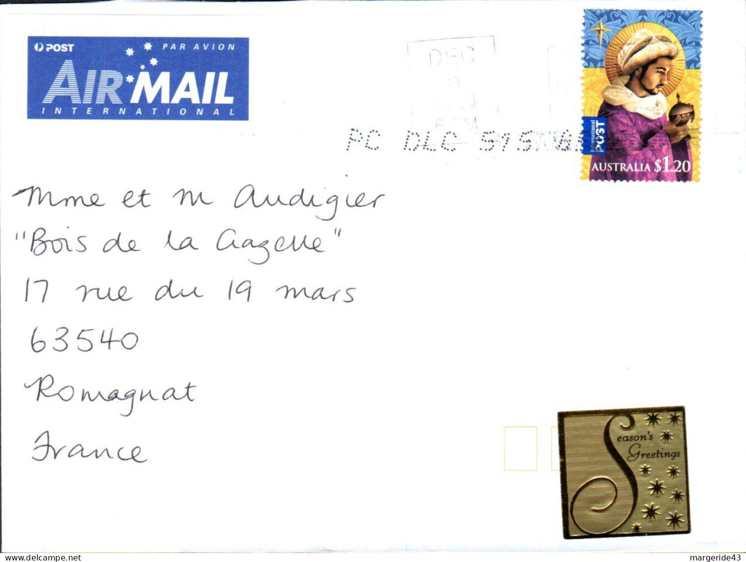 AUSTRALIE SEUL SUR LETTRE POUR LA FRANCE 2008 - Lettres & Documents