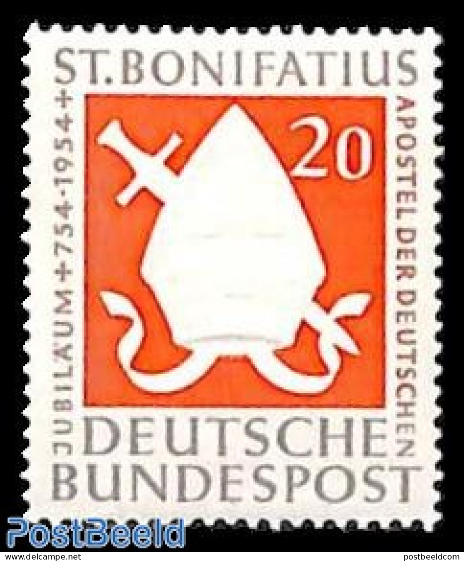Germany, Federal Republic 1954 Bonifatius 1v, Mint NH, History - Religion - Europa Hang-on Issues - Religion - Unused Stamps