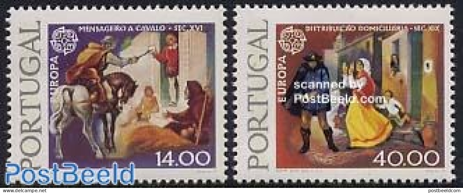 Portugal 1979 Europa, Postal History 2v, Phosphor, Mint NH, History - Nature - Europa (cept) - Horses - Post - Unused Stamps