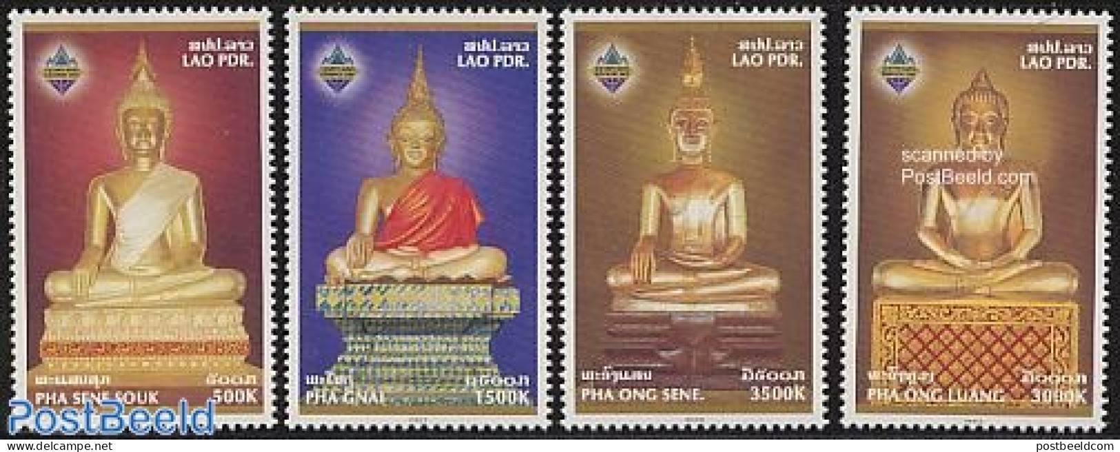 Laos 2003 Buddha 4v, Mint NH, Religion - Religion - Art - Sculpture - Sculpture
