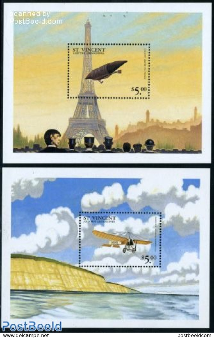 Saint Vincent 1999 Aviation History 2 S/s, Mint NH, Transport - Aircraft & Aviation - Zeppelins - Vliegtuigen