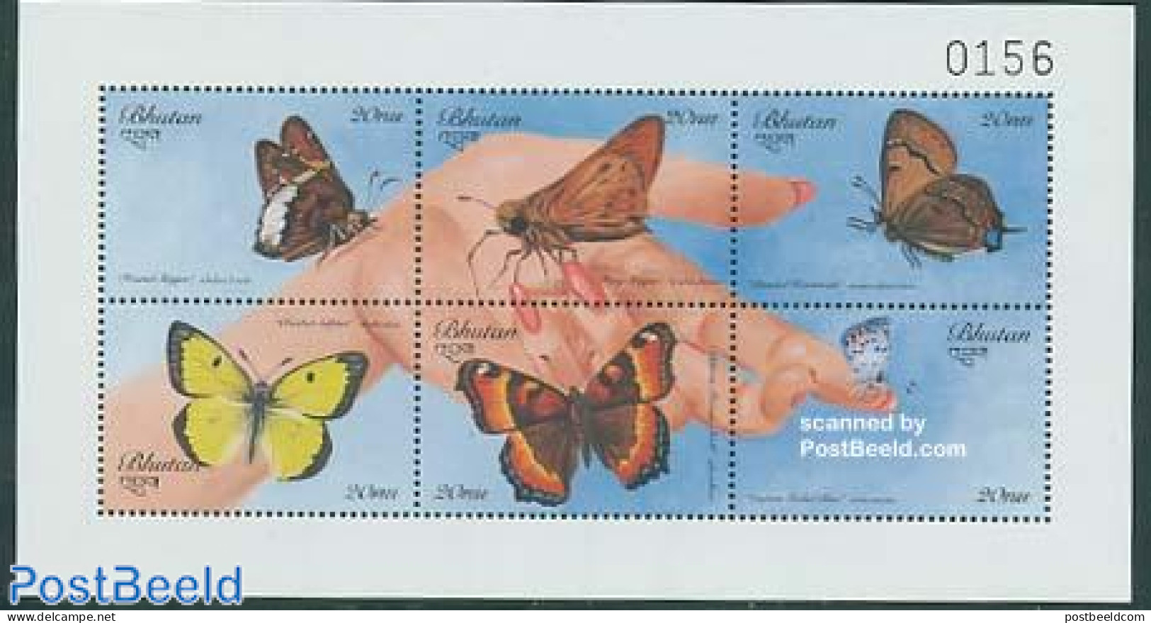 Bhutan 1999 Butterflies 6v M/s, Mint NH, Nature - Butterflies - Bhoutan