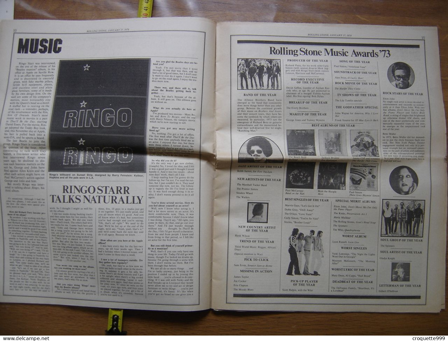 1973 ROLLING STONE 152 January 17 Music Awards UFOs - Arte