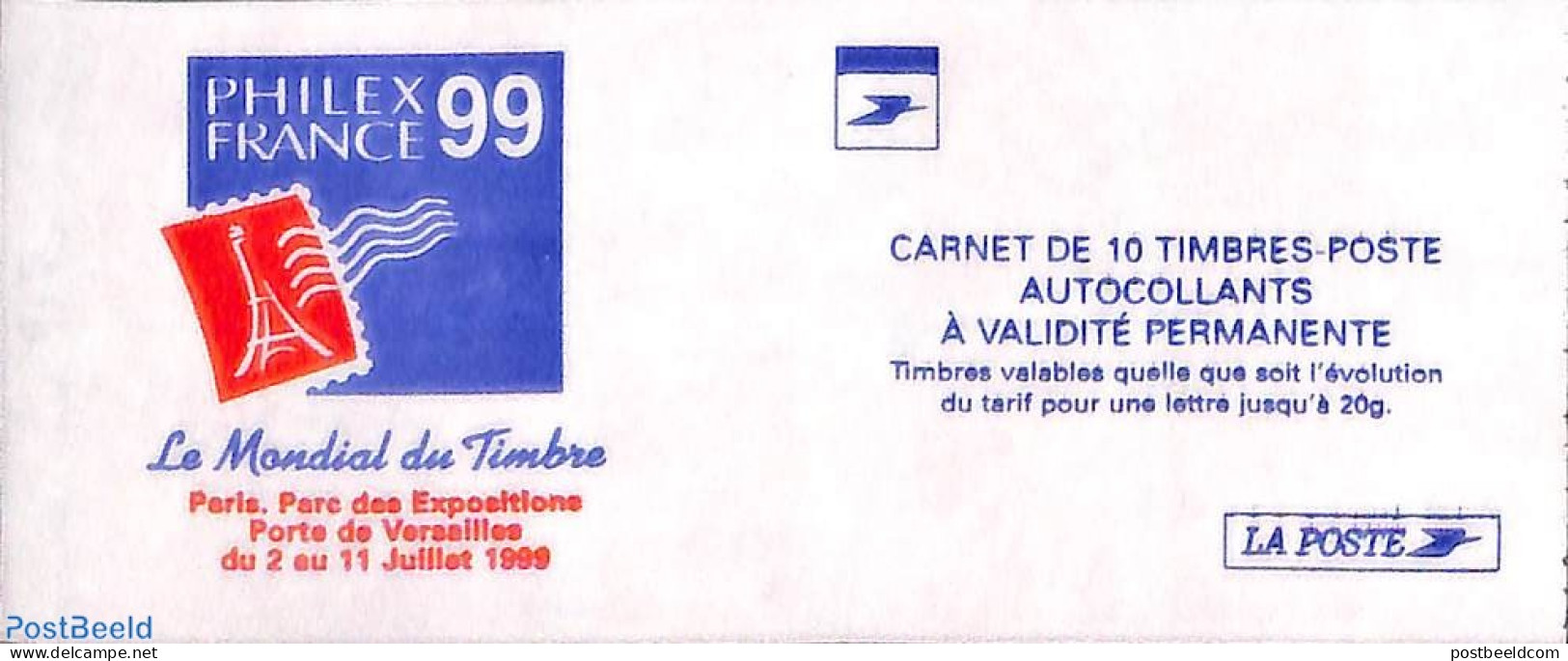 France 1999 Philexfrance, Booklet 10x Timbre Rouge S-a, Mint NH, Stamp Booklets - Nuovi