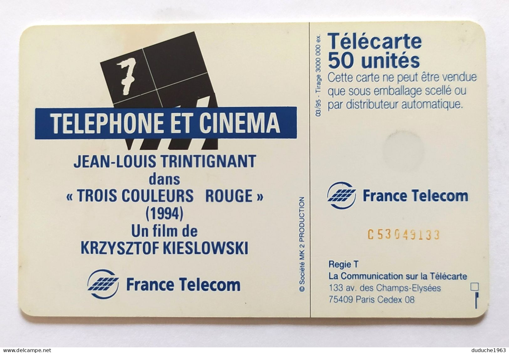 Télécarte France - Téléphone Et Cinéma - Jean-Louis Trintignant - Sin Clasificación