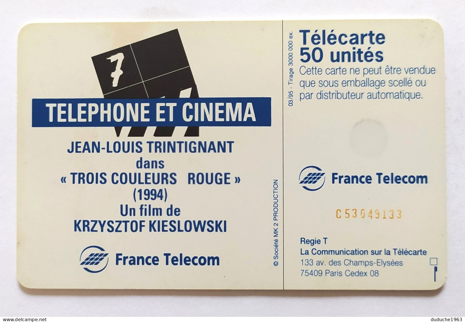 Télécarte France - Téléphone Et Cinéma - Jean-Louis Trintignant - Zonder Classificatie