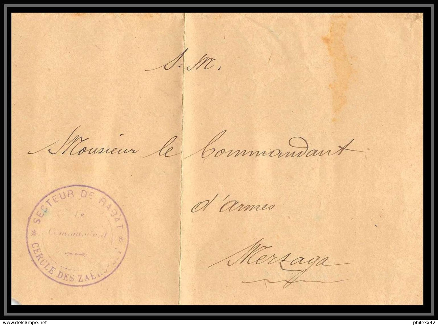 0944 Lot 4 Lettre + 1 Devant Zaers Est Commandant De Cercle 1 Lettre Cover Occupation Du Maroc War 1910/1915 - Collections