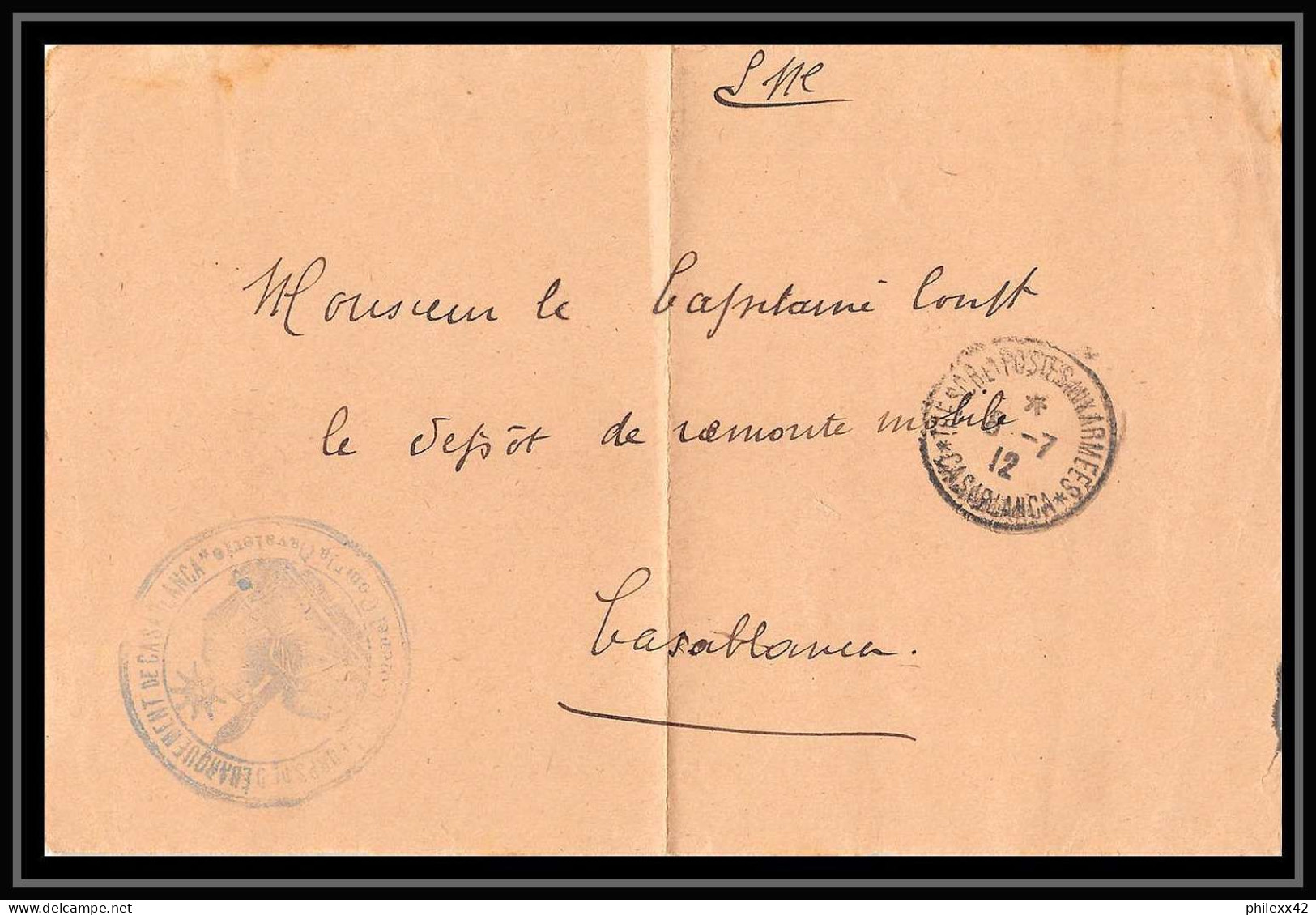 0902 Lot 1 Lettre + 2 Devants Region Chaouia Commandement De Cavalerie Lettre Cover Occupation Du Maroc War Signé Lala - Verzamelingen