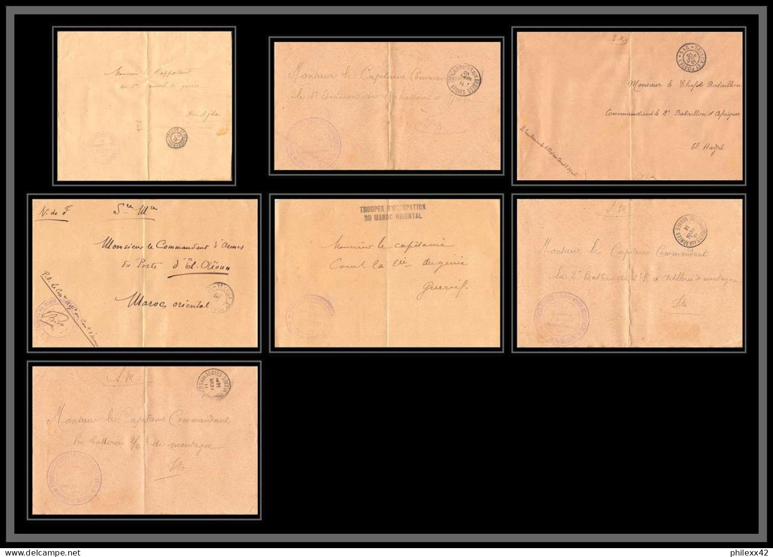 0849 Lot 8 Lettres Meknès Isolés Métropolitains El Hajeb 1913 Lettre Cover Occupation Du Maroc War Dont Signé - Collections