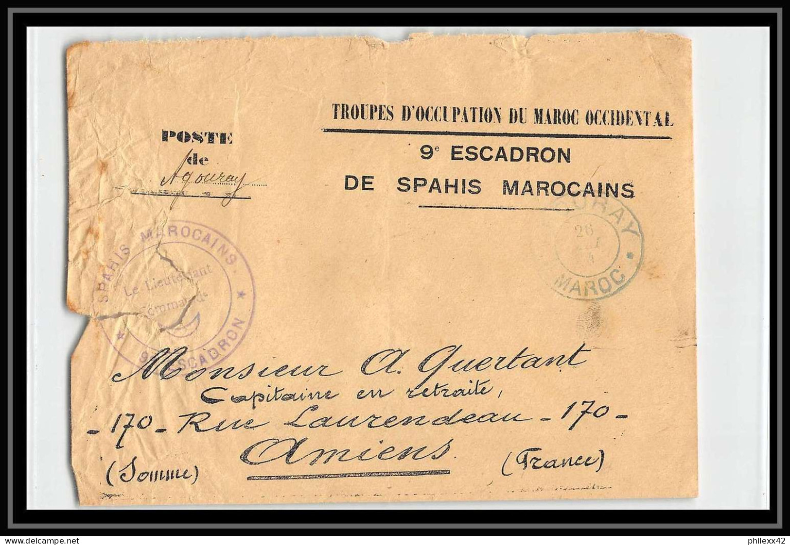 0845 Lot 5 Lettres 9ème Escadron Saphis Marocains Lettre Cover Occupation Du Maroc Estampilles War Dont Signé - Collezioni