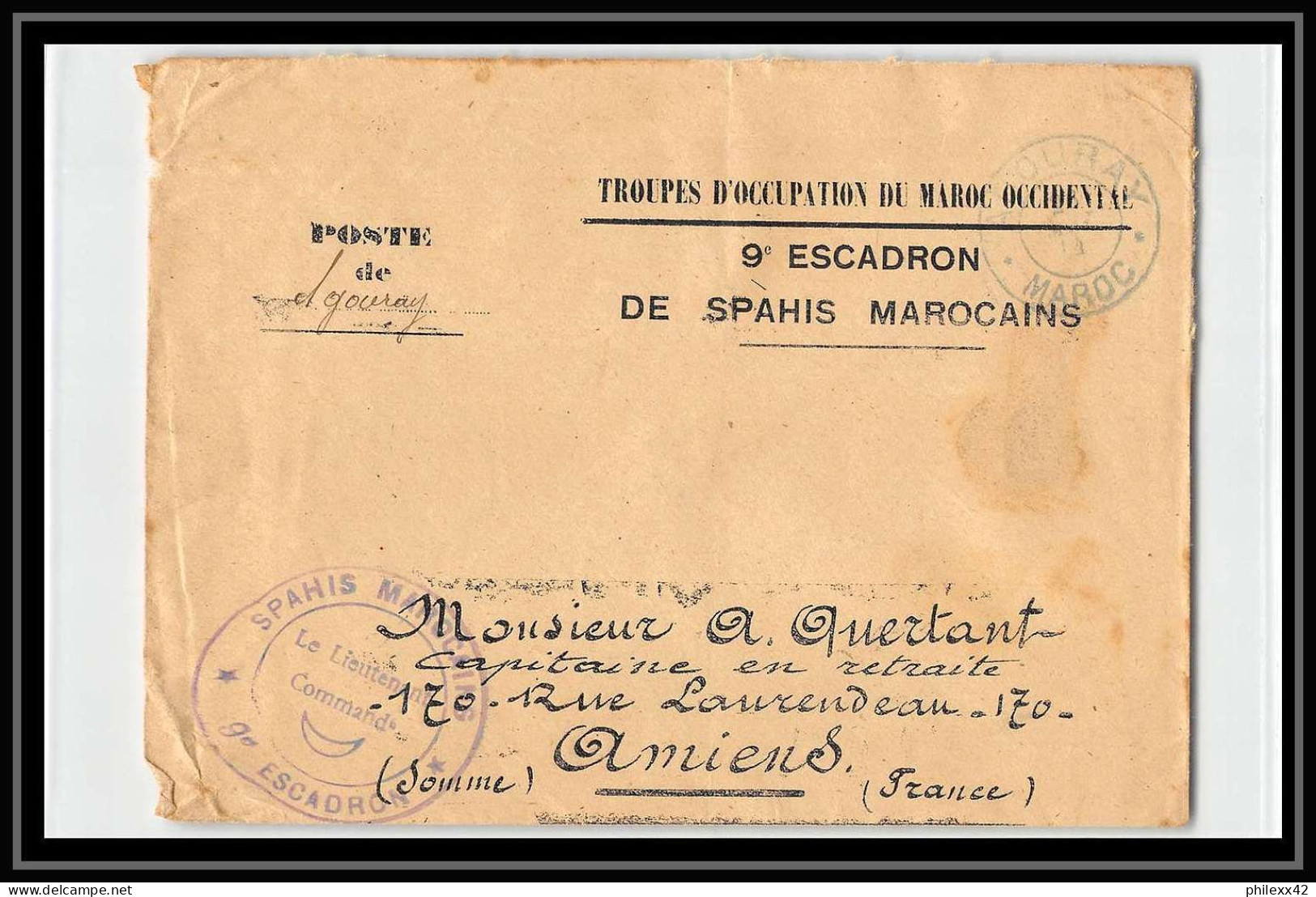 0845 lot 5 lettres 9ème escadron saphis marocains Lettre cover occupation du maroc estampilles War dont signé