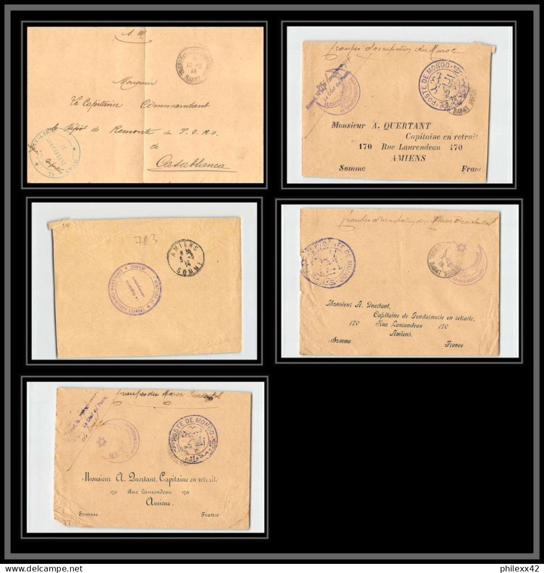 0783 Lot 3 Lettres + 1 Devant 1er Escadron Saphis Marocains Lettre Cover Occupation Du Maroc War 3 Signées - Colecciones