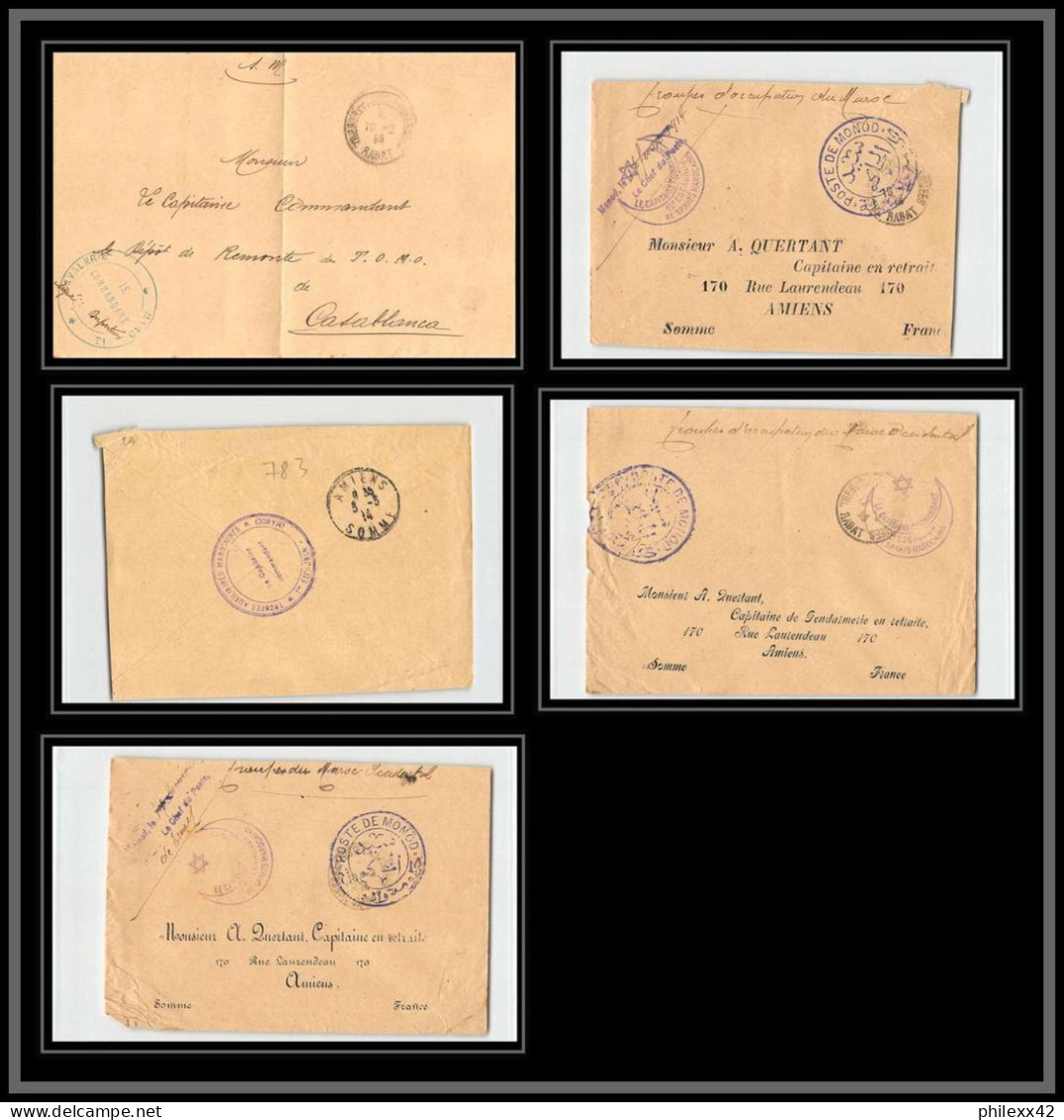 0783 Lot 3 Lettres + 1 Devant 1er Escadron Saphis Marocains Lettre Cover Occupation Du Maroc War 3 Signées - Sammlungen