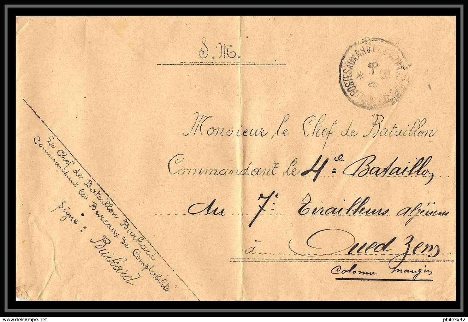 0755 Lot 7 Lettres Chaouia Comptabilité Tirailleurs Cover Occupation Du Maroc War Toutes Signées Rose Burkard... - Collections