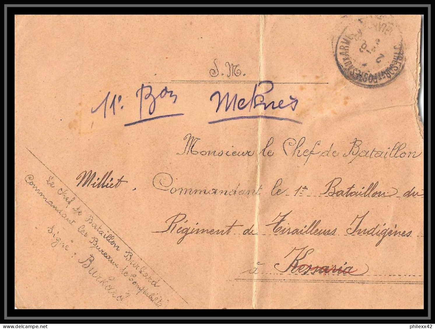 0755 Lot 7 Lettres Chaouia Comptabilité Tirailleurs Cover Occupation Du Maroc War Toutes Signées Rose Burkard... - Sammlungen