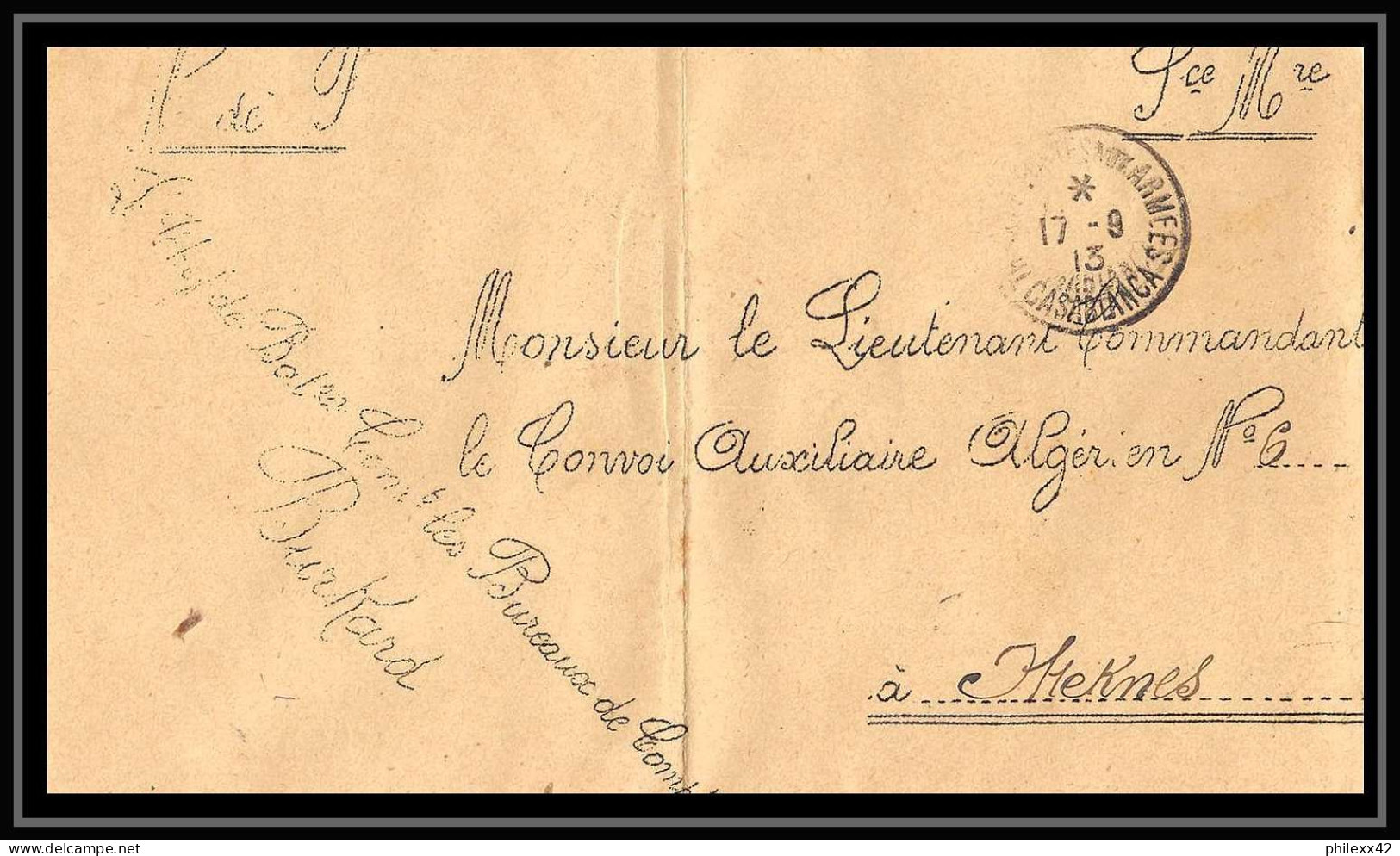 0755 lot 7 lettres Chaouia comptabilité tirailleurs cover occupation du maroc War toutes signées rose burkard...