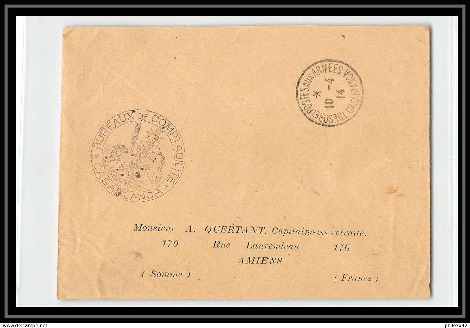 0727 Lot 5 Lettres Region Chaouia Bureaux De Comptabilité Casablanca Lettre Cover Occupation Du Maroc War 2 Signées - Sammlungen