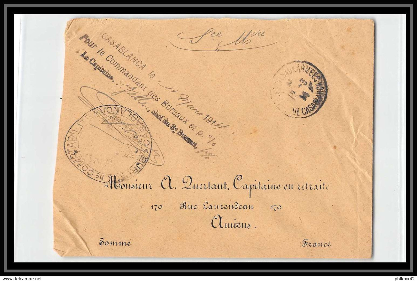 0727 Lot 5 Lettres Region Chaouia Bureaux De Comptabilité Casablanca Lettre Cover Occupation Du Maroc War 2 Signées - Collections