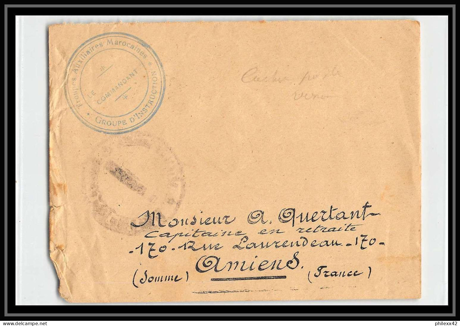 0695 Lot 4 Lettres Armée Auxiliaire Groupe D'instruction Lettre Cover Occupation Du Maroc War - Collections