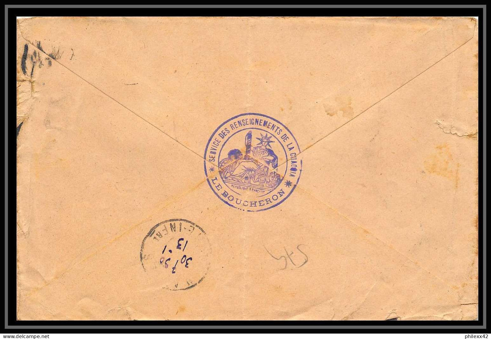 0579 Lot 4 Lettres Boucheron Service Des Renseignements De La Chaouia Lettre Cover Occupation Du Maroc War Pour Nantes - Colecciones